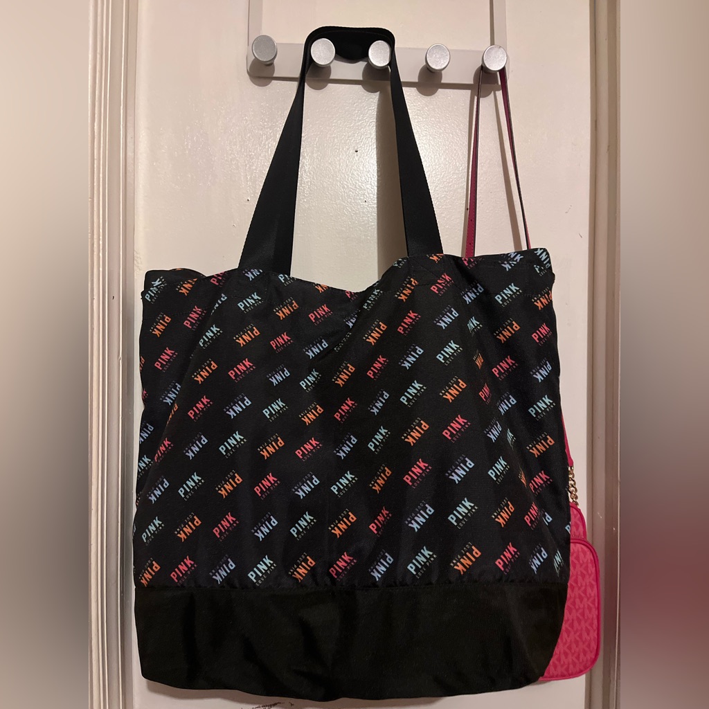 Pink Victorias Secret Multicolor Logo Tote Bag